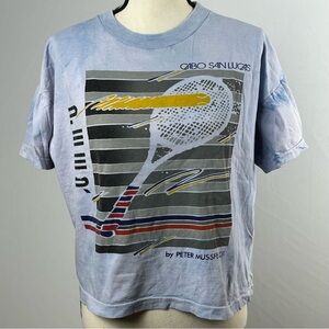 PEER Vtg Peter Mussfelt print vintage tie-dye Cabo tennis T-shirt - size medium